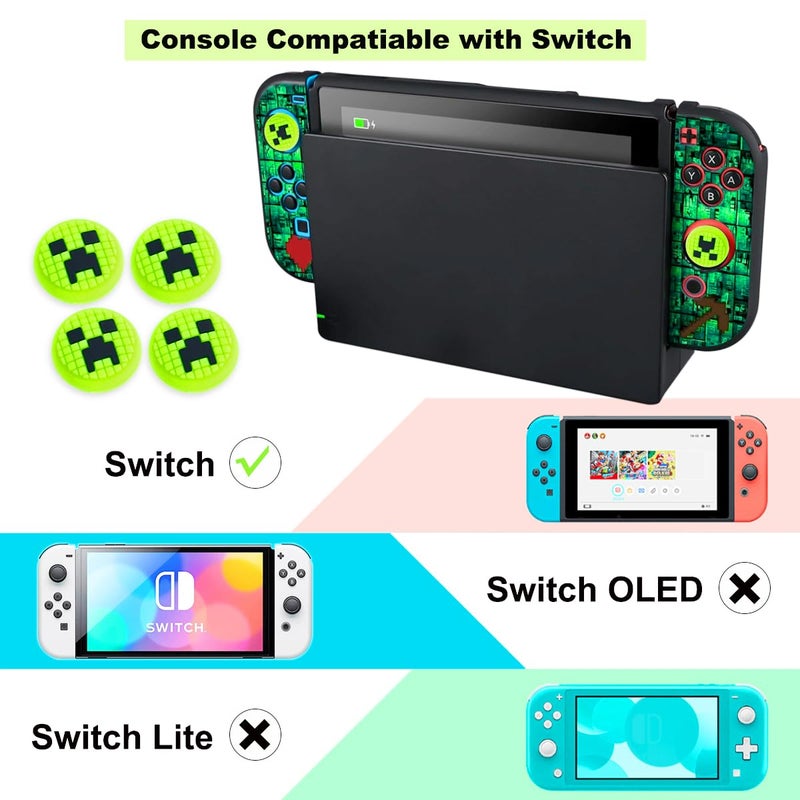 Sunmike Protective Case for Nintendo Switch, Switch Case & Thumb Grips Caps Soft Dockable Cases for Nintendo Switch Cases Shock-Absorbent & Anti-Scratch Switch Cover Slim Shell & 4 Pcs Joystick Cover - Image 3